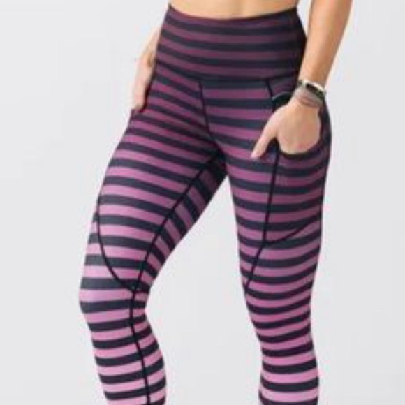ZYIA Pants - Zyia active purple to pink ombré striped leggings